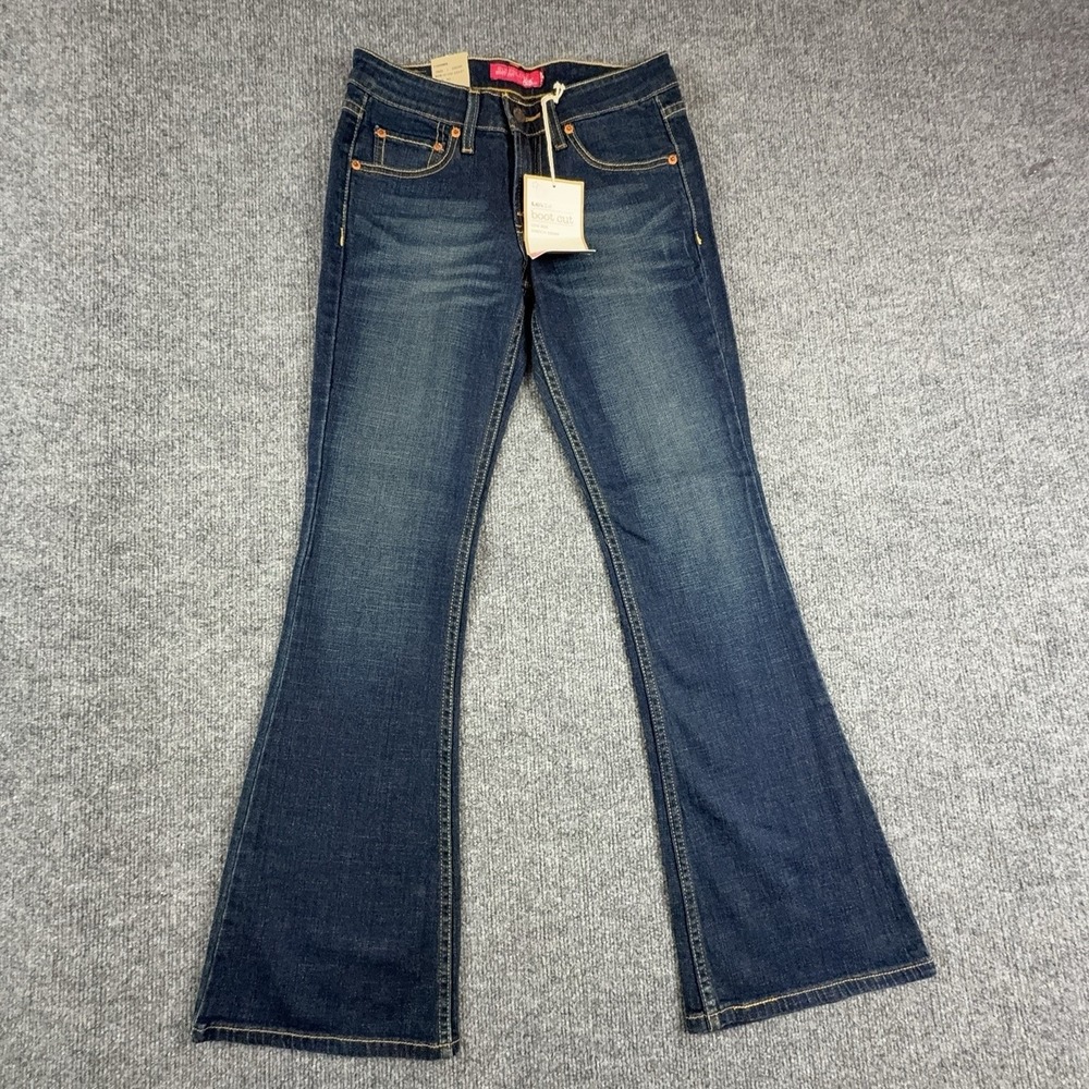 Y2k Levi's 518 Superlow Boot Cut Jeans Juniors 1 Short Blue Wash Stretch 27x29.5